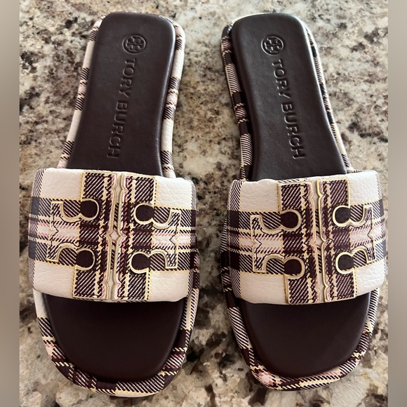 Tory Burch Double T Slide Logo Sandal Shoes 7.5 - Picture 10 of 10